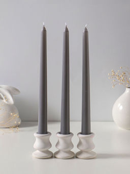 Свеча античная 25 см (набор 3 шт) 58 гр, 7 ч, цв. серый