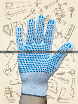 Цена за 10 пар. Перчатки рабочие хб с ПВХ - 10 класс, 5-и нитка СТАНДАРТ БЕЛЫЕ - For you фото 6