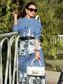 Блузка женская с ремнем 12521-33088 blue/multicolor - Maxroses фото 3