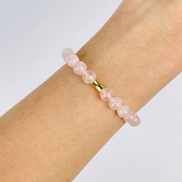 Браслет из Розового кварца со вставкой