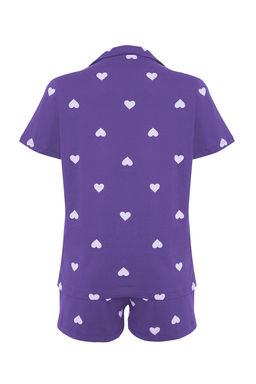 Trendyolmilla Ekru-Cok Renkli %100 Pamuklu Kalpli Sortlu Orme Pijama Tak?m? THMSS21PT0756 фото 45