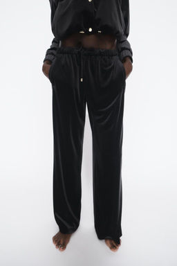 WIDE-LEG VELVET TROUSERS - Zara фото 6