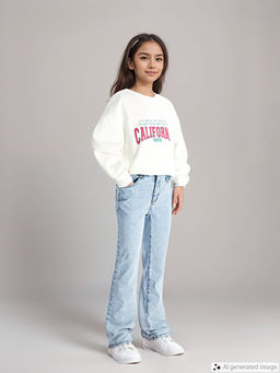 Beli Ayarlanabilir Lastikli K?z ?ocuk Jean Pantolon