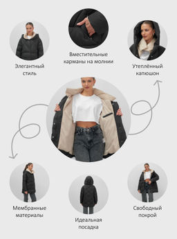 Куртка зимняя HaiLuoZi женская черная утеплитель 200 г/м² - Mtforce фото 19