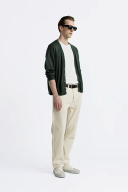 TEXTURED COTTON TROUSERS