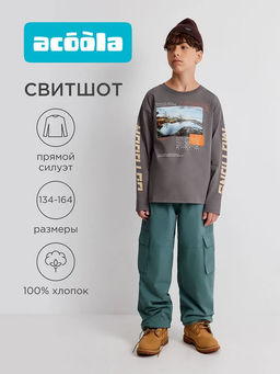 Джемпер детский Acoola Stollen серо-коричневый хлопок