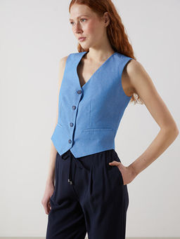 V Yaka Kad?n Klasik Yelek