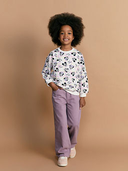 Bisiklet Yaka Minnie Mouse Bask?l? K?z ?ocuk Sweatshirt