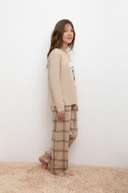 КБ 2830/темно-бежевый,текстильная клетка пижама для дев