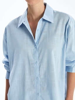 D?z Uzun Kollu Oversize Kad?n G?mlek