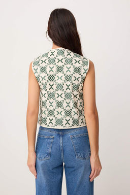 Yesil Geometrik Desenli Nak?sl? Dokuma Yelek TWOSS26YE00043 - Trendyolmilla фото 4