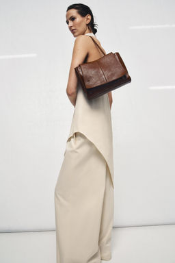 MINI SHOPPER PIEL DOBLE BOLSILLO / Marr?n