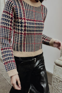 HOUNDSTOOTH WOOL JUMPER - Zara фото 5