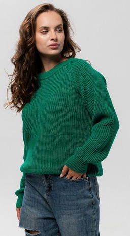 K13186 Джемпер (вязаный трикотаж) ЗЕЛЕНЫЙ