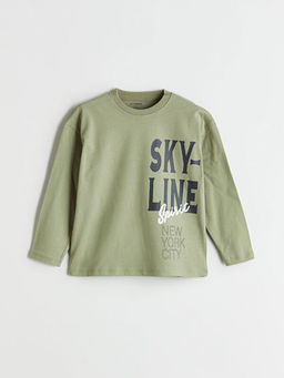 Bisiklet Yaka Bask?l? Erkek ?ocuk Ti??rt