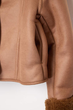Camel Oversize Kal?p Pelus Detayl? Suet Mont TWOAW26MO00073 - Trendyolmilla фото 2