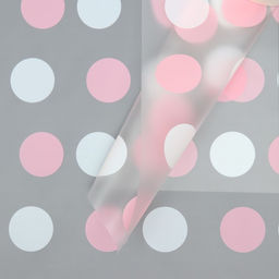 Цена за 20 шт. Пленка для цветов, Горохи, белый- розовый, 56 х 56 см