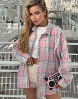 K13010 Рубашка OVER SIZE СВ_РОЗОВЫЙ