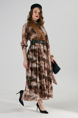 Платье NIKVA н1010-1 шоколад и тигровая абстракция  фото 8
