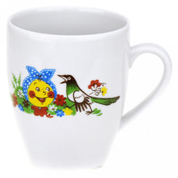 Кружка детская фарфоровая "Веселый колобок" 210мл, д7см, h8,3см, форма "Глория" (Россия)