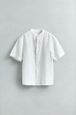 COTTON LINEN STAND COLLAR SHIRT - Zara фото 5