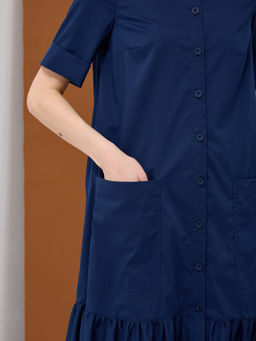 Платье хлопок OD-791-3 темно-синее OD-791-3