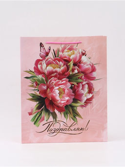 Пакет подарочный «Цветы. Поздравляю!», 40×15×49 см
