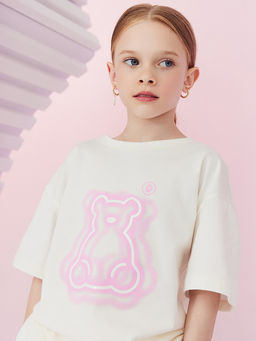 Футболка для девочек светло-молочная с печатью - Mark formelle фото 3