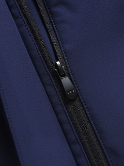 Парка женская софтшелл виндстоппер удлинённая с капюшоном темно-синего цвета 9618_1TS