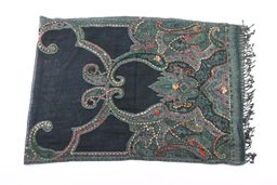 Палантин с вышивкой (шерсть вареная) в ассортименте № Тк903/6 - Ганг фото 2