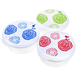 Контейнер пластмассовый Розы 1,75л - д19см h8см, набор 3шт, с пароотводом, для хранения в холодильнике, цвета микс (Китай) - Домашняя мода фото 3