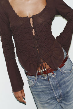 GATHERED TIE TOP - Zara фото 2