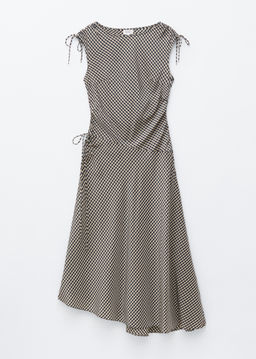 Vestido midi drapeado asim?trico