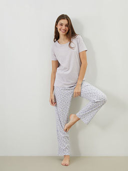 Bisiklet Yaka Bask?l? Kad?n Pijama Tak?m?