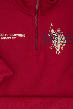 Erkek _ocuk Koyu Frambuaz Yar_m Fermuarl_ Sweatshirt - U.s. polo assn фото 3