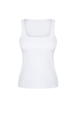 Trendyolmilla Beyaz Toparlay?c? 2 Katl? Ici Pedli Spor Sutyenli Kare Yaka Orme Spor Ust/Bluz THMSS24BZ00002  фото 7