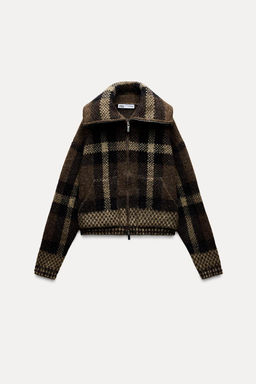CHECKED KNIT BOMBER JACKET - Zara фото 4