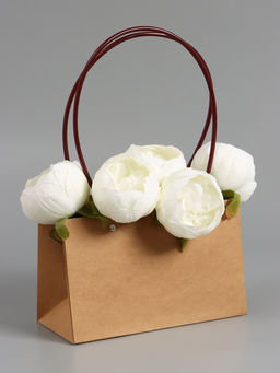 Цена за 10 шт. Сумка для цветов влагостойкая, крафт, 22x10.5x13.5 см