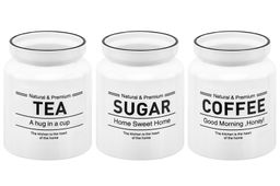 Набор 3 банок д/хранения 1 л 12*12*17 см Tea, Coffee, Sugar с крышкой, белый - Elan gallery фото 24