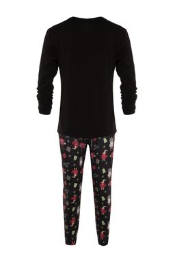 TRENDYOL MAN Siyah %100 Pamuk Bask?l? Regular Fit Orme Pijama Tak?m? TMNAW23PT00025 - Trendyolmilla фото 7