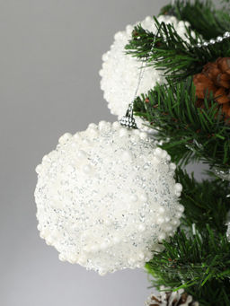 Новогоднее украшение Шары 2 штуки 9,5 см / WF-195 /уп 108/белые - Галеонтрейд фото 2