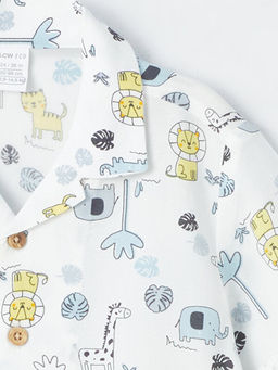 K?sa Kollu Bask?l? Erkek Bebek G?mlek