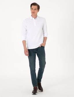 Beyaz Slim Fit K_vr_lmaz Polo Yaka Basic Pike Sweatshirt - Pierre cardin фото 4