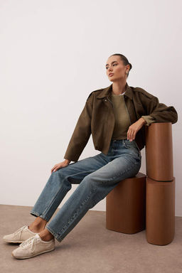 Mavi Yuksek Bel YENI MOM %100 Pamuk Non-Stretch Jeans TWOAW26JE00273