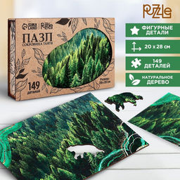 Пазл деревянный фигурный Сокровища тайги, крафт-коробка