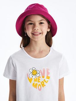 Bisiklet Yaka Bask?l? K?sa Kollu K?z ?ocuk Ti??rt