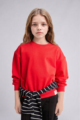 Relaxed Fit Sweatshirt K_z _ocuk - Defacto фото 4