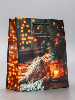 Цена за 2 шт. Пакет подарочный новогодний ламинированный, «Уют», 18×10×22.3 см