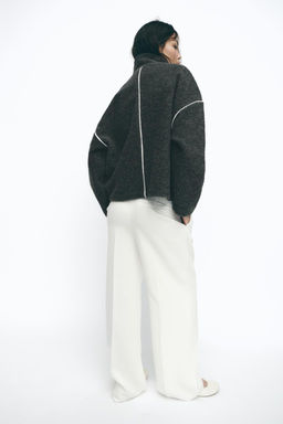SWEATER WITH CONTRASTING PIPING - Zara фото 3