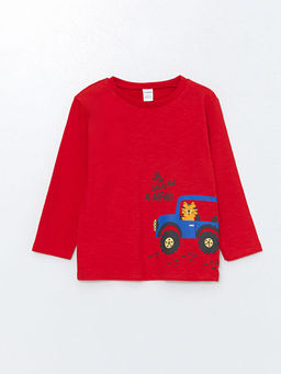 Bisiklet Yaka Uzun Kollu Bask?l? Erkek Bebek Ti??rt ve E?ofman Alt 2li Tak?m - Waikiki фото 2